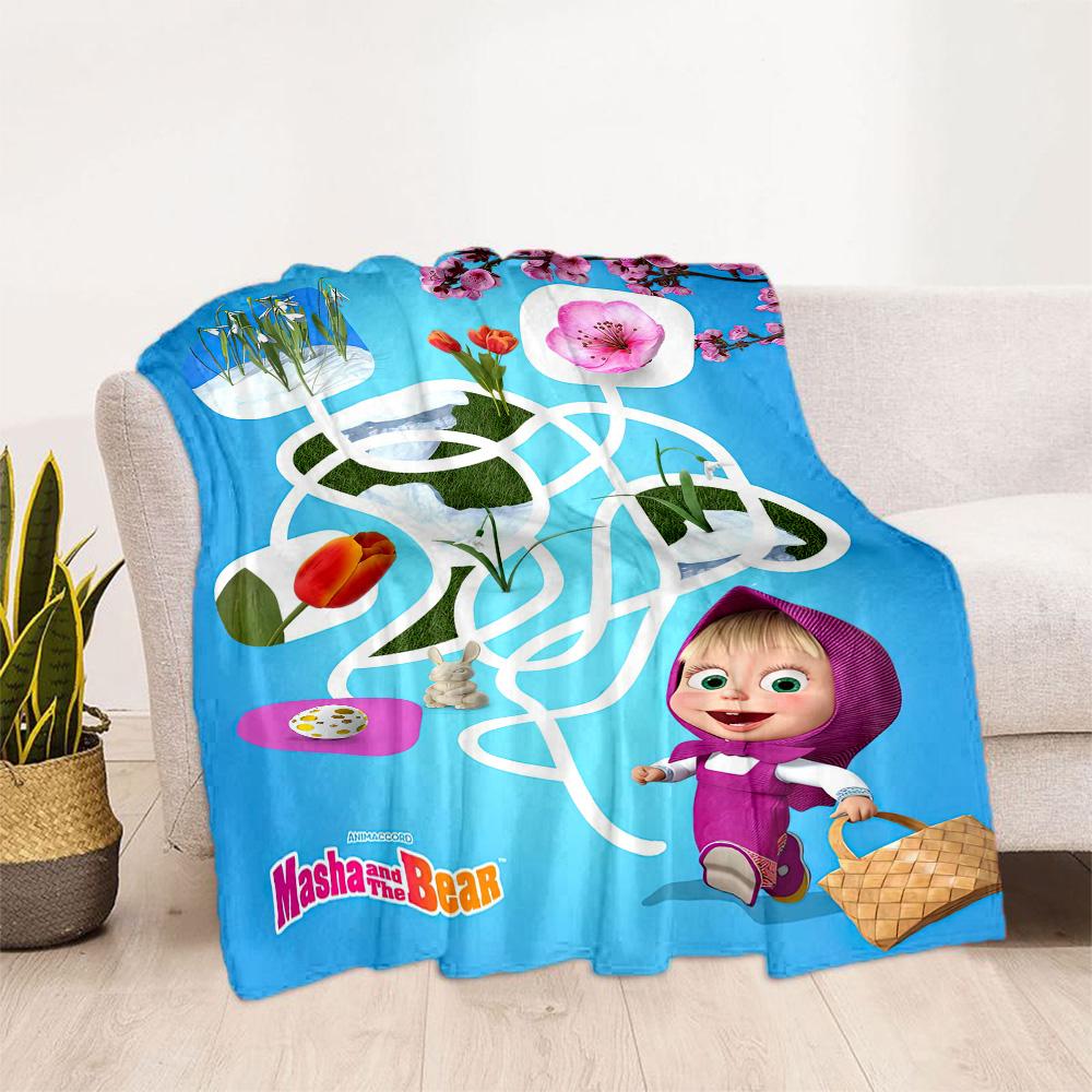 Masha Bear Blanket Warmthful Decor Great for Bedding Office Chair Office Four Seasons Universal Digital Print