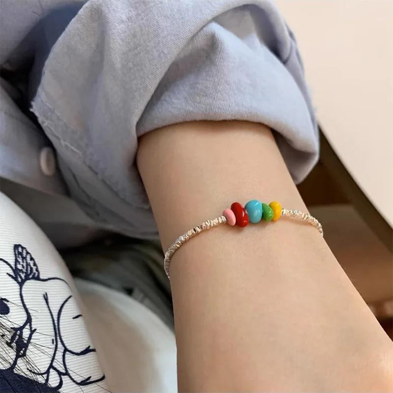 VENTFILLE Bracelet en argent sterling 925 avec perles et nœuds en bambou pour femme et fille, bijoux coréens simples, cadeau d'anniversaire, livraison directe