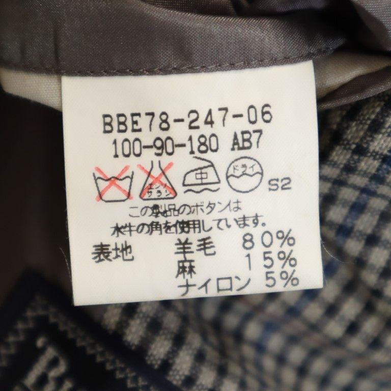 Burberrys Sanyo Shokai Made in Japan Check Pattern Linen Blend Wool tailored jacket Men's Used