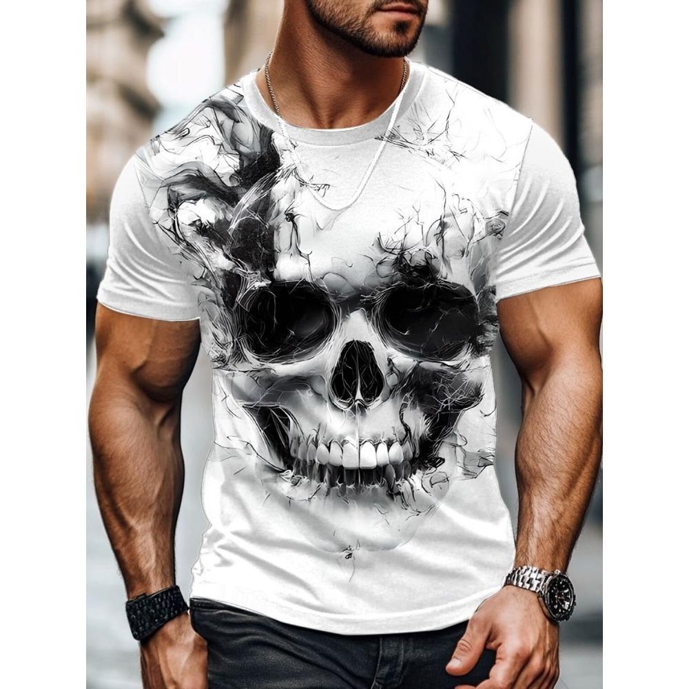 Letnia Codzienna Męska Luźna Bluzka z Nadrukiem 3D Fali Męski T-shirt Outdoor Nadmorski Męska Modna Koszulka z Krótkim Rękawem