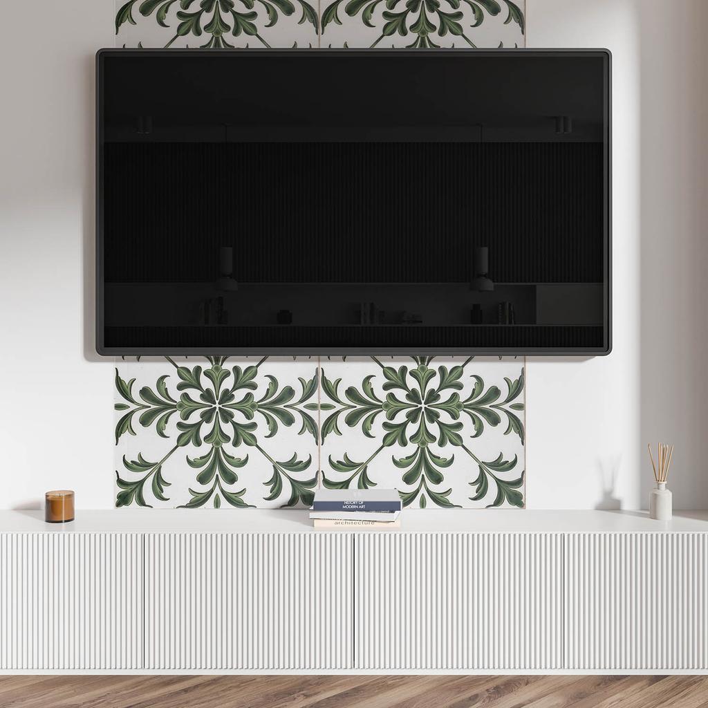 Vinyl Panel with Decor for Kitchen or Bathroom 120x60 cm Plant Motif on the Tile