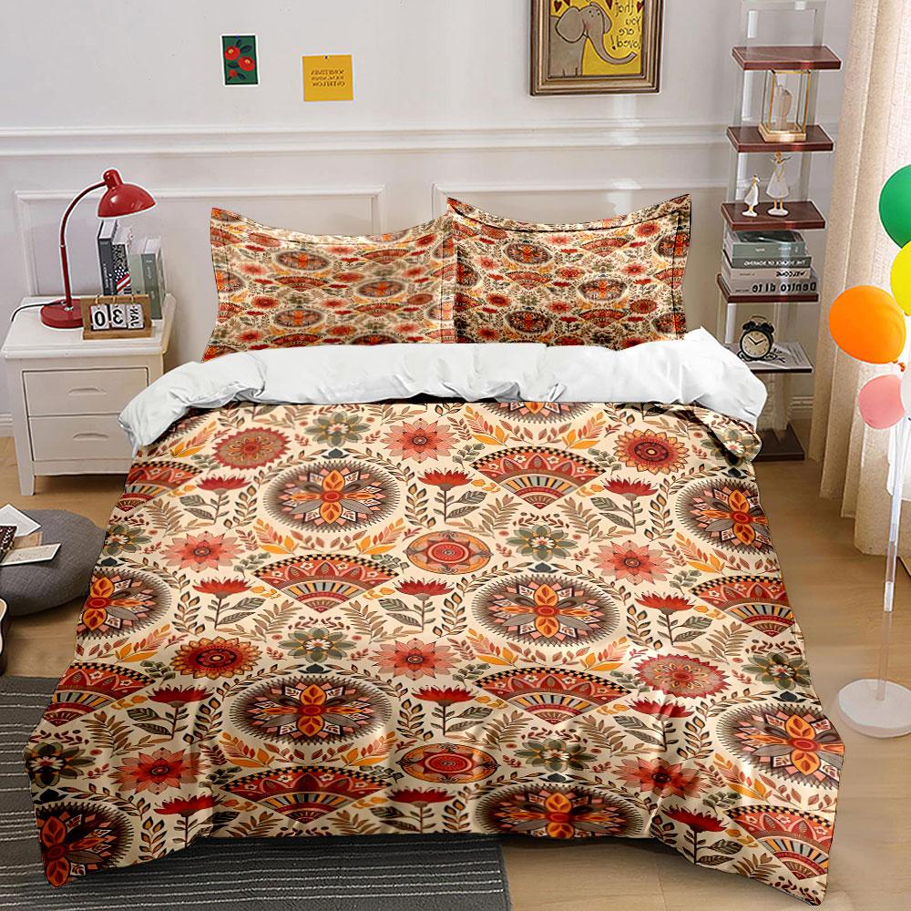 Floral Medallions and Leaves. Bedding Sets Duvet Cover Sets Duvet Covers Pillowcases(1* Duvet Cover 2* Pillowcases Without Duvet Insert)