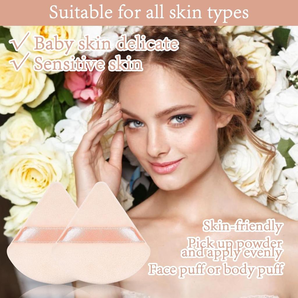 10 Pcs Triangle Powder Puff, Soft Face Powder Puffs Beauty Sponge Makeup Velour Puff Beauty Makeup Tools for Loose Powder and Cosmetic Foundation
