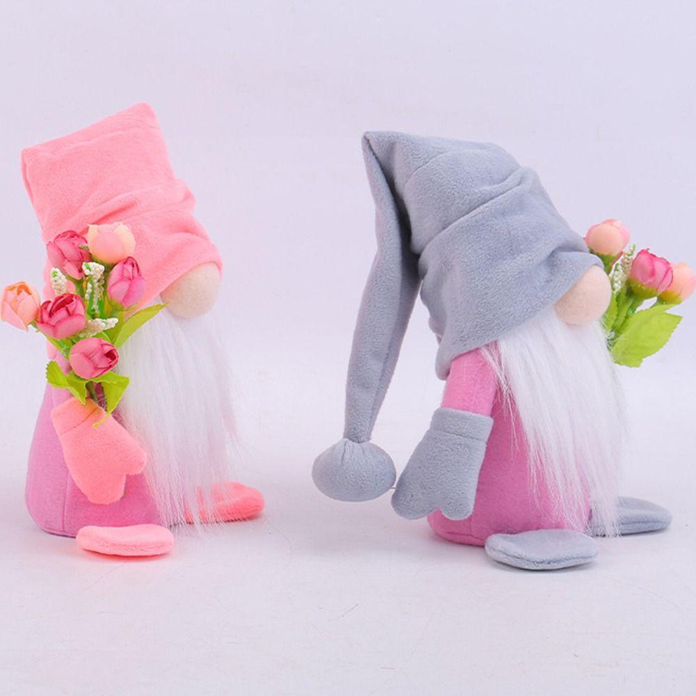 Soft Tulip Rudolph Doll Standing Dwarf Dolls Ornament Creative Faceless Gnome Doll  Valentine's Day
