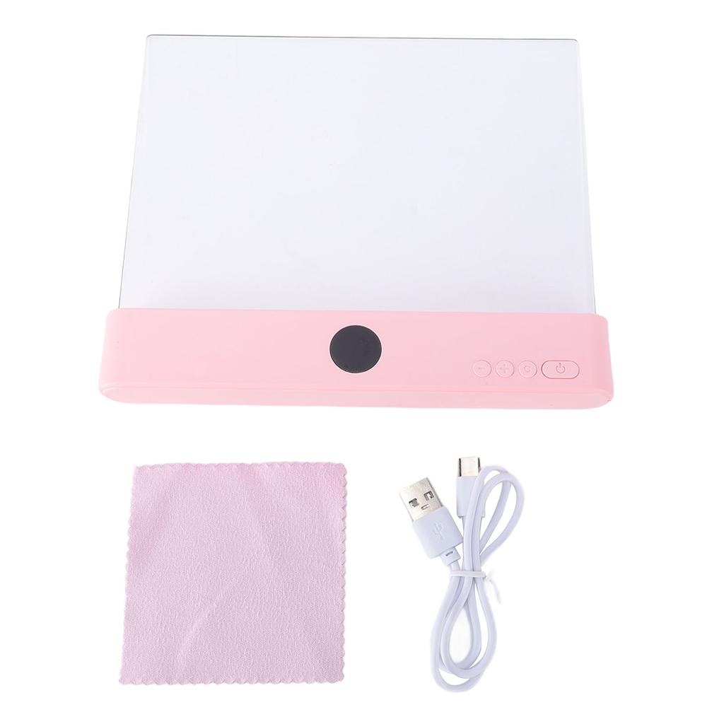 Flat Book Light Clear Rechargeable with 3 Colors Timer Dimmable Night Reading Doodleable Panel Plate Lamp Full Page Pink