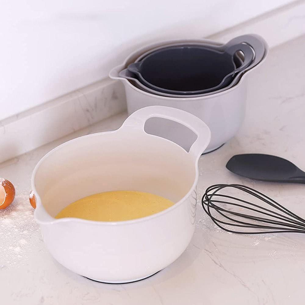 4pcs/set Plastic Salad Bowl with Handle Snacks Basin Multiple Capacities Mixing Bowl Set  Fruits