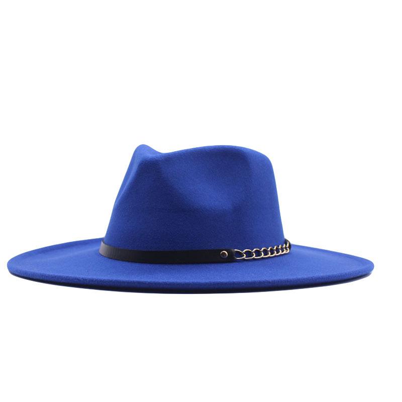 European and American Big-brimmed Jazz Hat, Autumn and Winter Men's and Women's British Woolen Hat, Convex Top Felt Top Hat