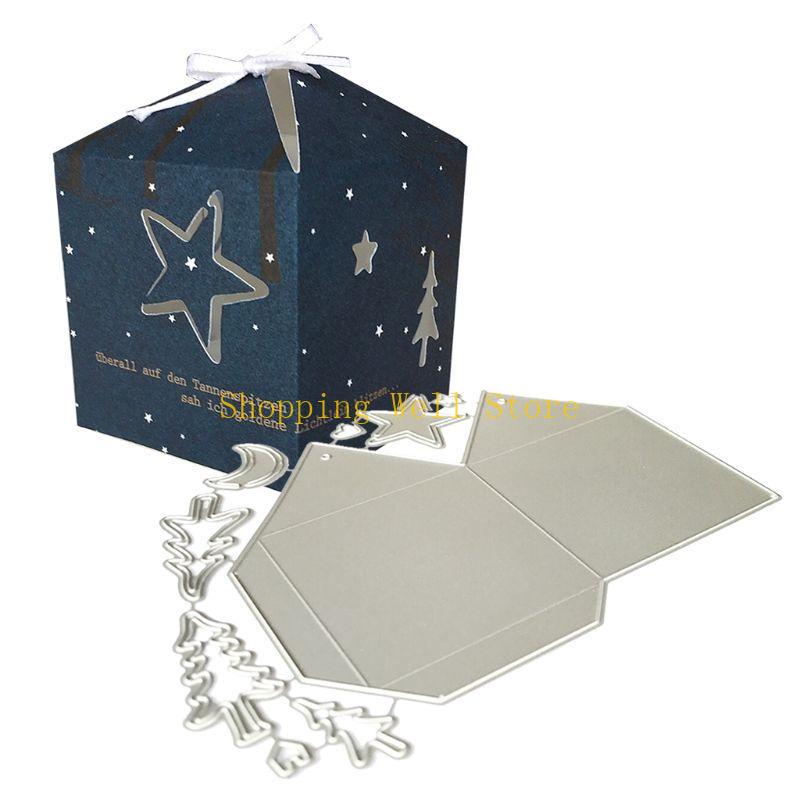 KX4B Tree Moon Star Metal Cutting Dies Stencil Scrapbooking DIY Album Stamp Paper Card Embossing Decor