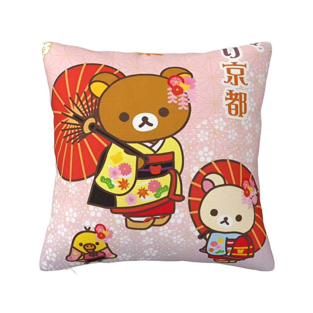 Cartoon Rilakkuma Pillowcases Merch Soft Cushion Cover Decor Pillow Case Cover Home Multi Size
