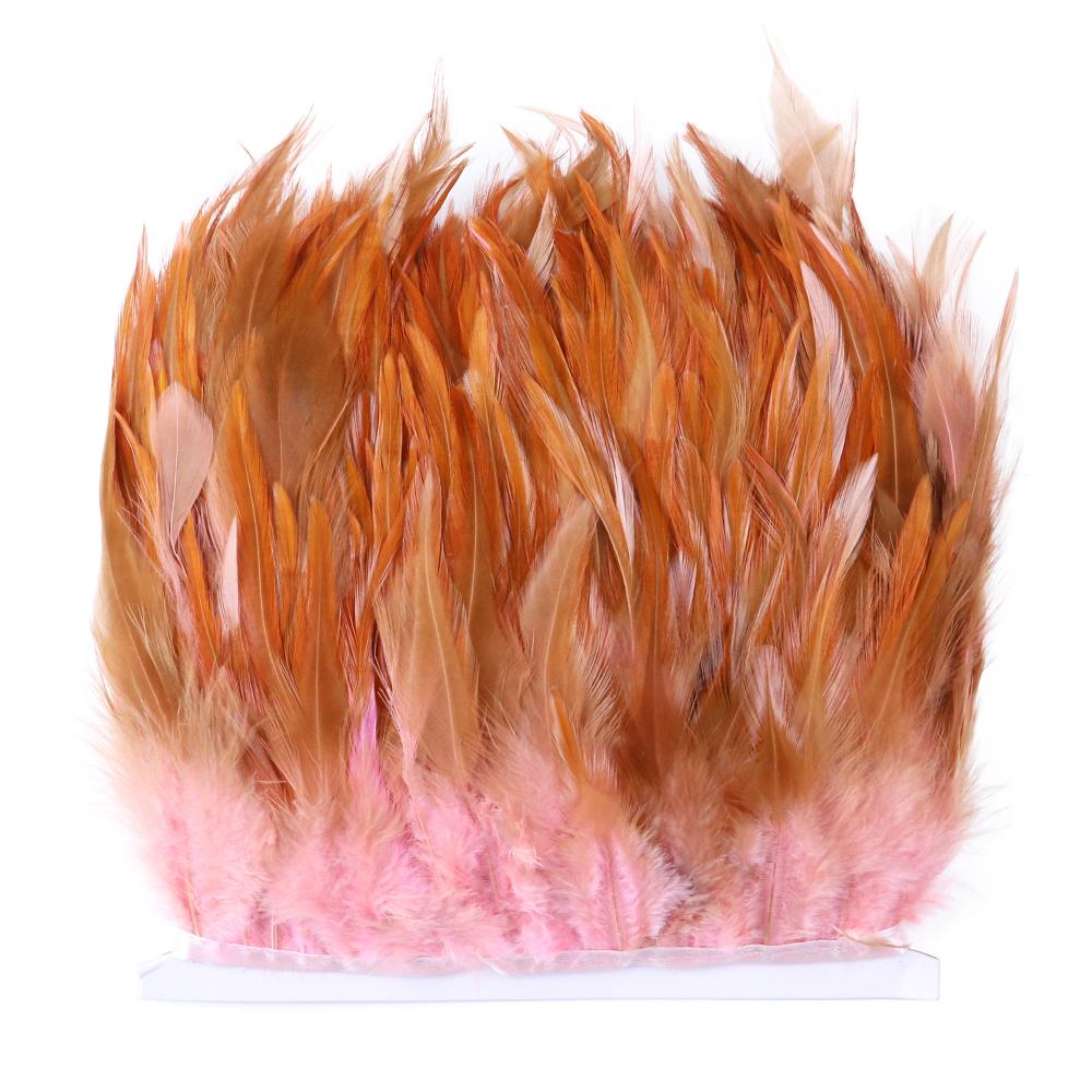 Feather1Meter Saddle Pheasant Feathers Fringe Trim for Crafts Dress Decoration Free Natural Rooster Feather Multicolor Chicken Plumes