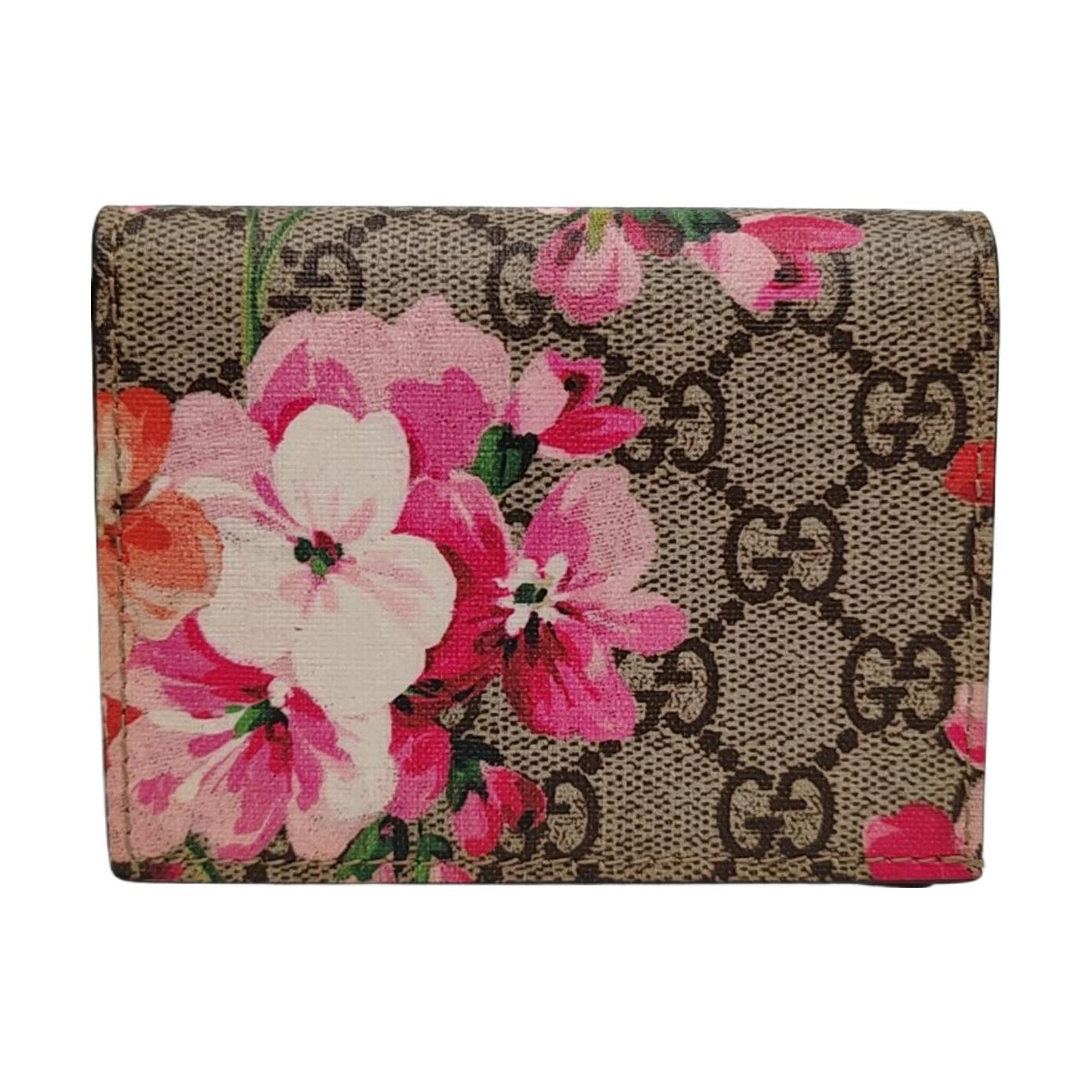 [Pre-Owned] GG Blooms Logo Zipper Double Fold Flap Wallet - Excellent #12THSIR ONE SIZE