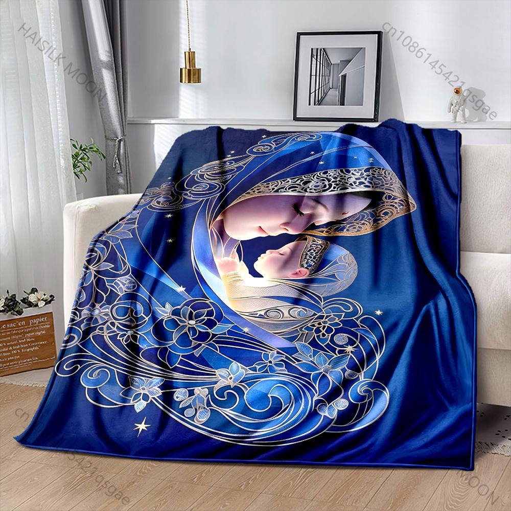 Blessed Virgin Mary Print Blanket Warm Soft and Comfortable Home Travel Blanket Sofa Bedding Camping Cars Cover Blanket for Gift