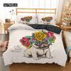 Pug Duvet Cover Set Pet Dog with Flower Bedding Set Animal Theme for Kids Teens Boy Cute Pug Dog King Size Polyester Quilt Cover