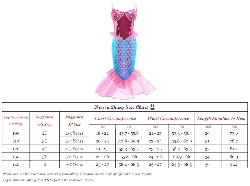 Dressy Daisy Toddler Mermaid Cosplay Ariel Halloween Size Ages Girls' Costume, Princess, Dress, 105, 3-4