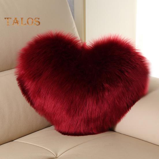 Heart Pillow Red Furry Throw Pillows White Printed Fur Heart