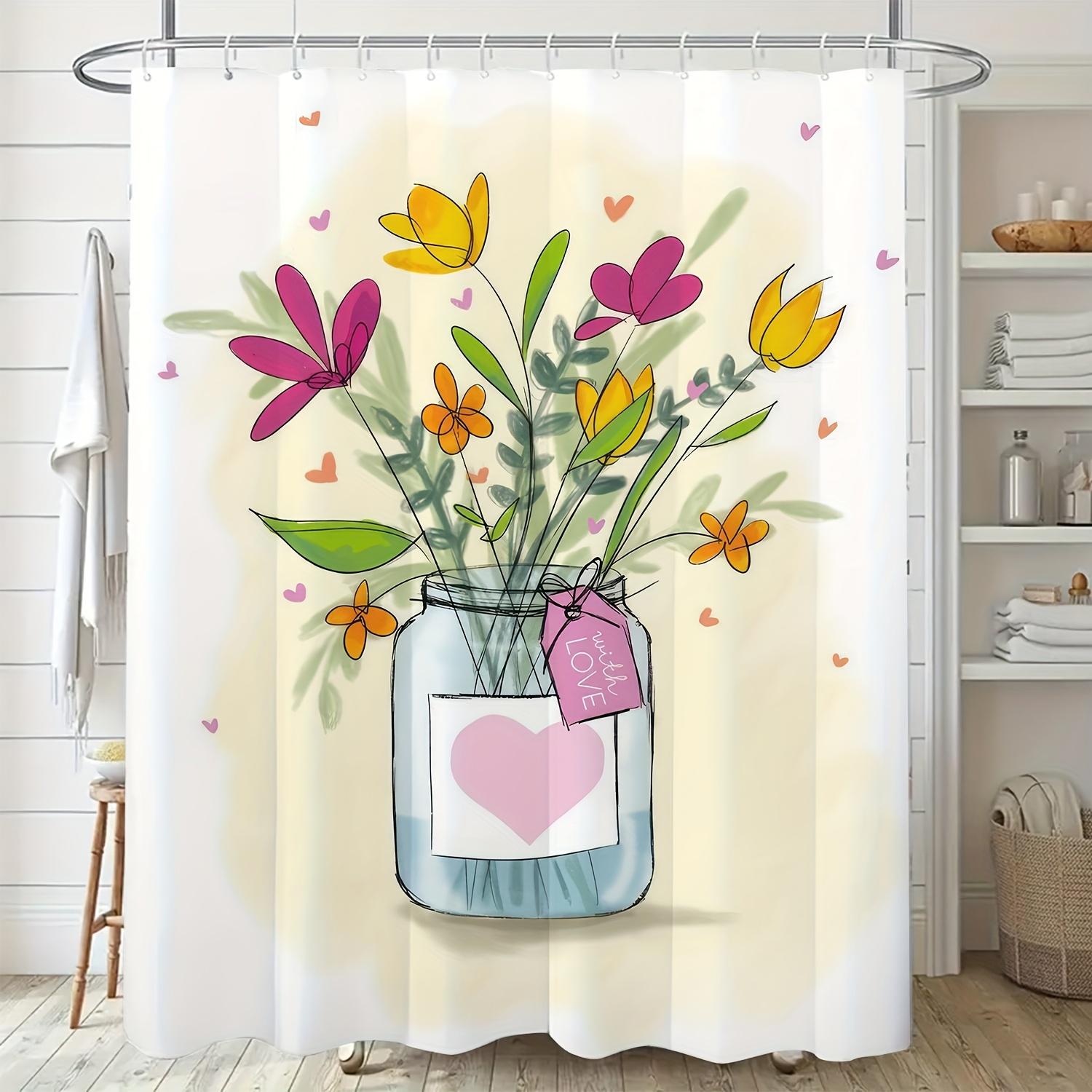

Artistic Floral Shower Curtain - 100% Polyester, Machine Washable, All-Season Bath Decor With Hooks, Ideal Mother S Day Gift W60H190(CM)-1 Pcs
