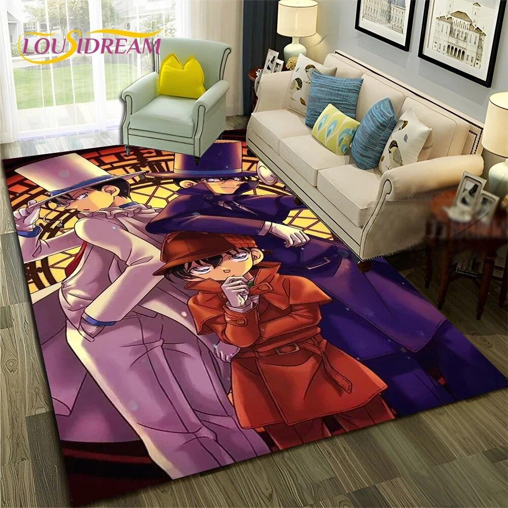Cartoon HD Detective Conan Anime 3D Carpet Rug for Home Living Room Bedroom Sofa Doormat Decor,Child Area Rug Non-slip Floor Mat