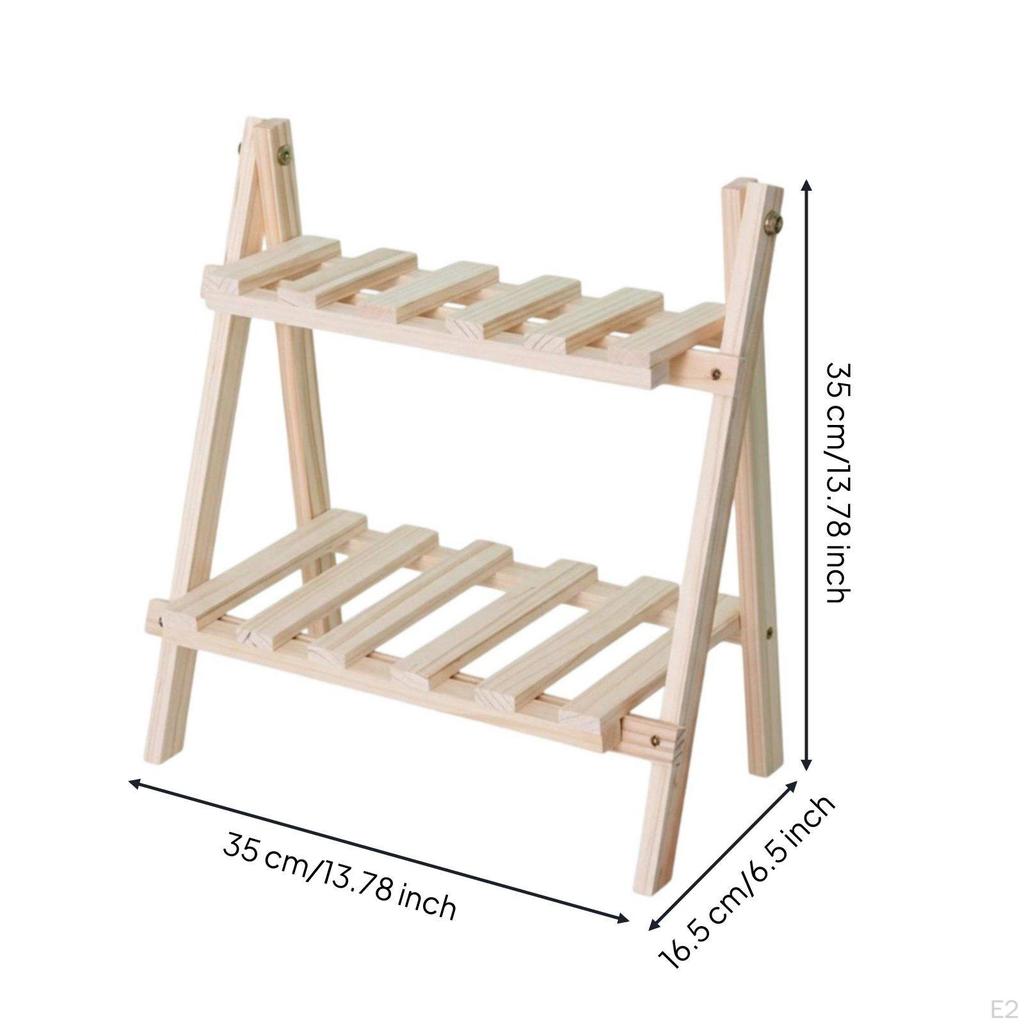 2 Tier Wooden Desk Shelf Solid Hardwood Minimalist Design Foldable Tabletop