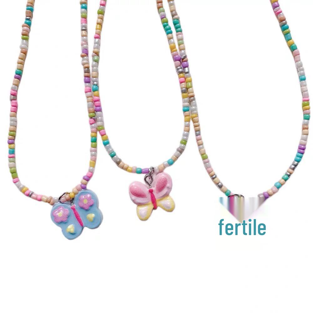 Collier Papillon Coloré Y2K - Chaîne Tendance pour Clavicule pour l'Été - Mode Dopamine pour Femmes