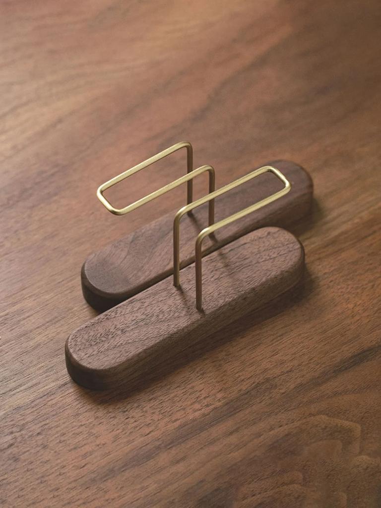 Leeseph Coffee Filter Paper Holder, Cone Coffee Filter Holder Storage, Coffee Filter Paper Stand,Walnut & Brass, Best Gift