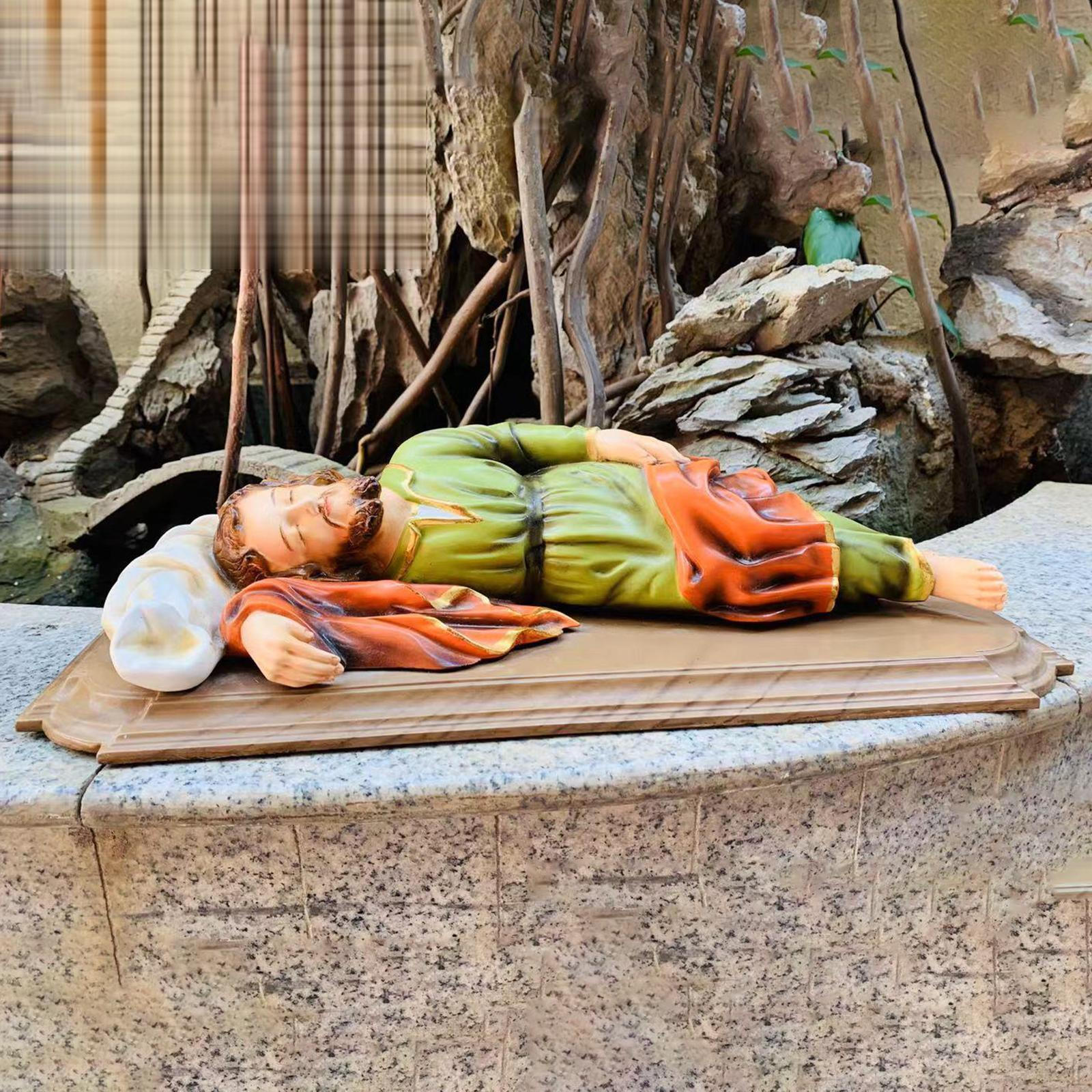 

Resin Figurine ST. Joseph Sleeping Statue Gifts Ornament Religious Sculpture for Bedroom Cabinet