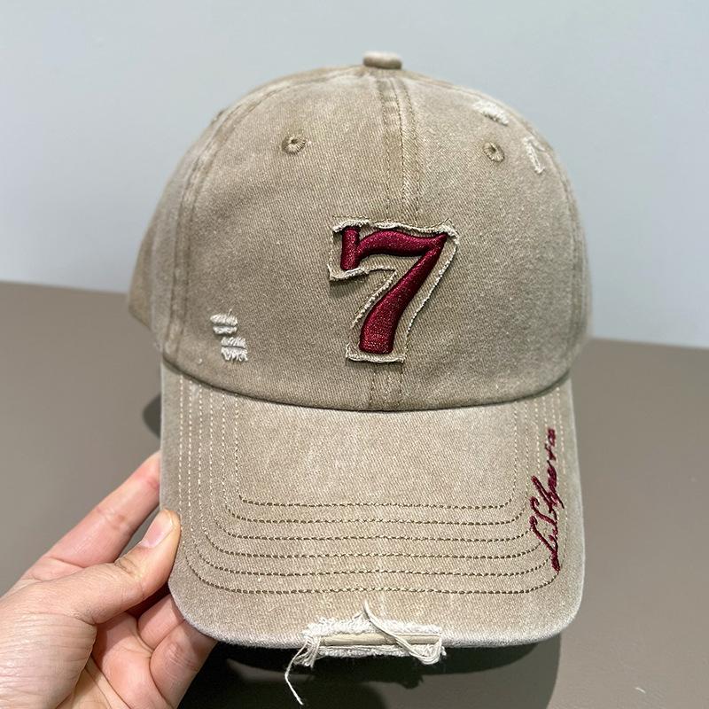 Meimeier Washed distressed hole soft top baseball cap for men and women american streetembroiderletter peaked cap