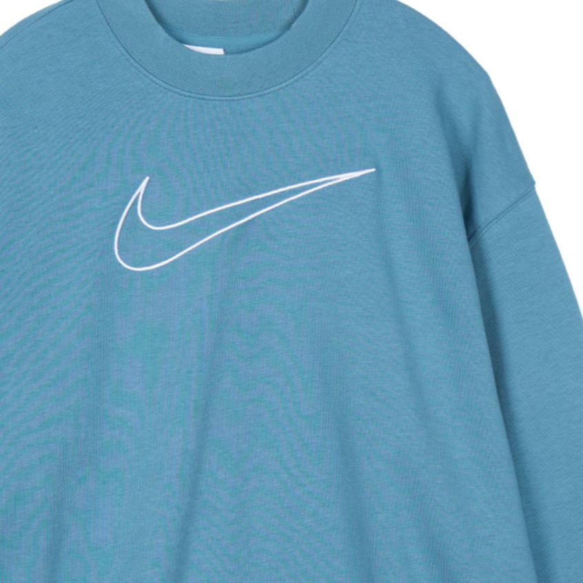Nike Large Logo Loose Fit Crewneck Sweatshirt Women Sweatshirt Blue Gray DQ5543-440