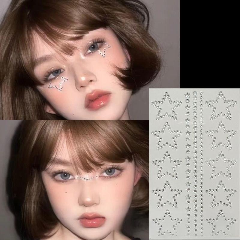 Bellissimi adesivi 3D con strass di cristallo lucido e stelle di perle, album di ritagli, custodie per telefono fai da te, decorazioni per spettacoli di danza, adesivi per il viso.