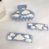 Womens Unique Geometric Hair Claw Clip Set In Sky Blue Cloud Design For Spring 2022