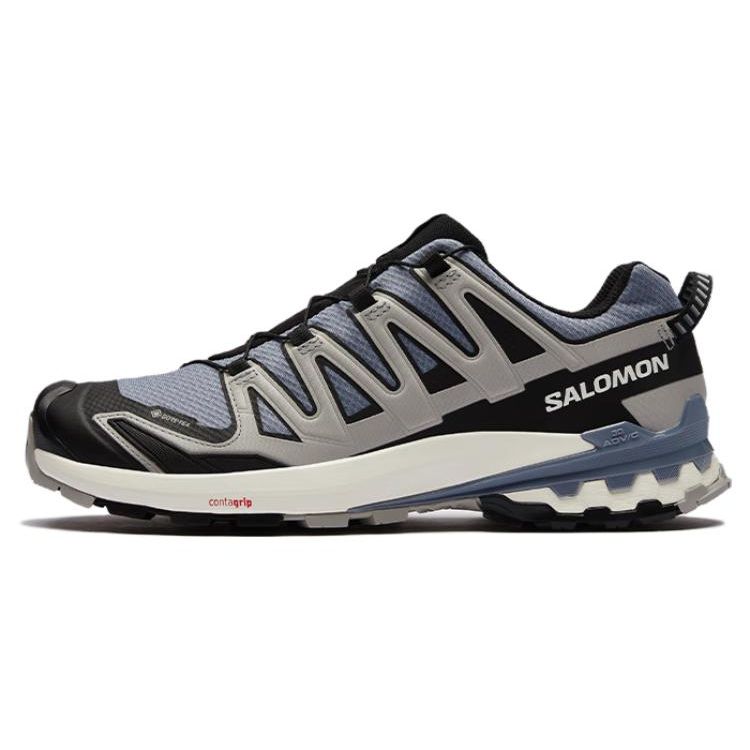 Salomon XA Pro 3D V9 GTX Round Toe Lace-Up Waterproof Supportive Traction Low-Top Outdoor Functional Shoes Men Shoes Blue Gray 472706
