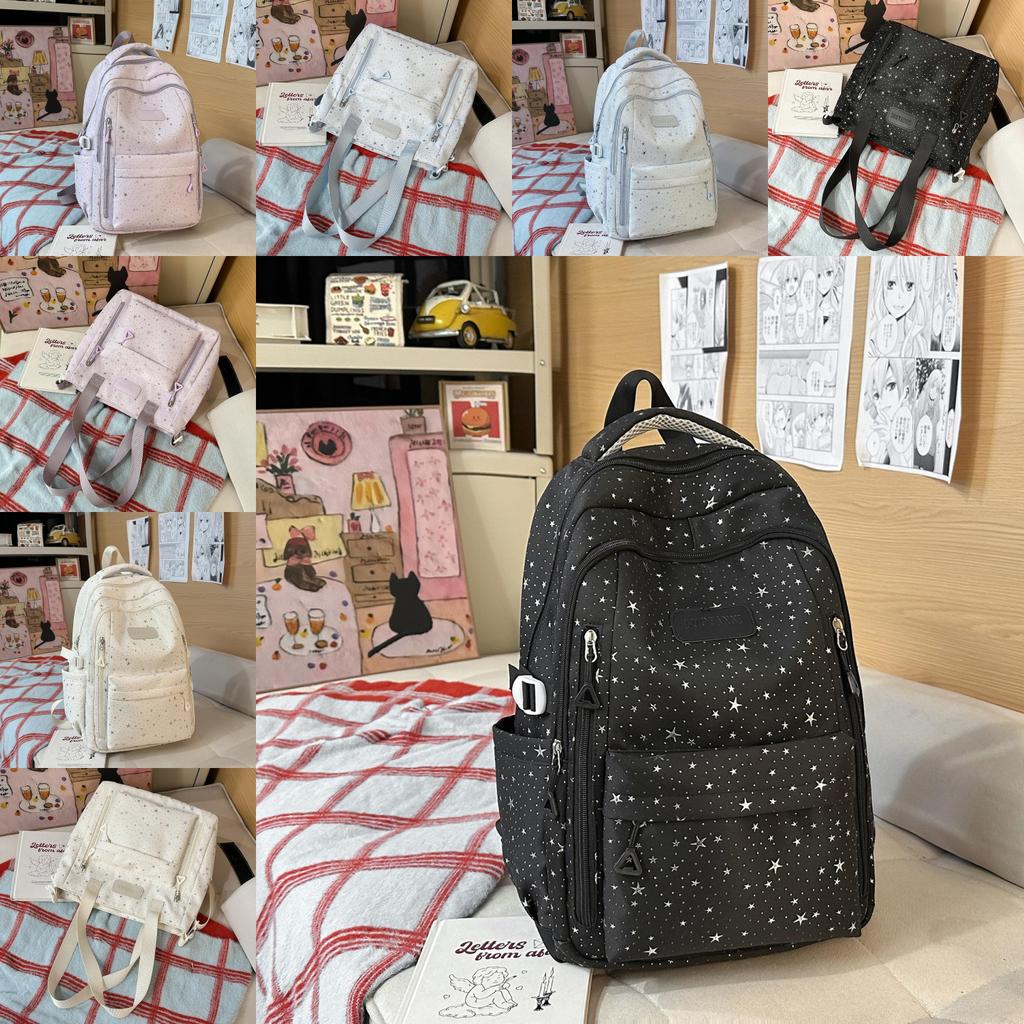 Starry Style School Backpack For Girls With Nylon Material And 10in Laptop Storage