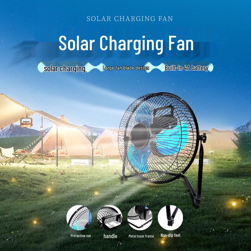 Portable Solar-Powered DC Cooling Fan for Indoor & Outdoor Use