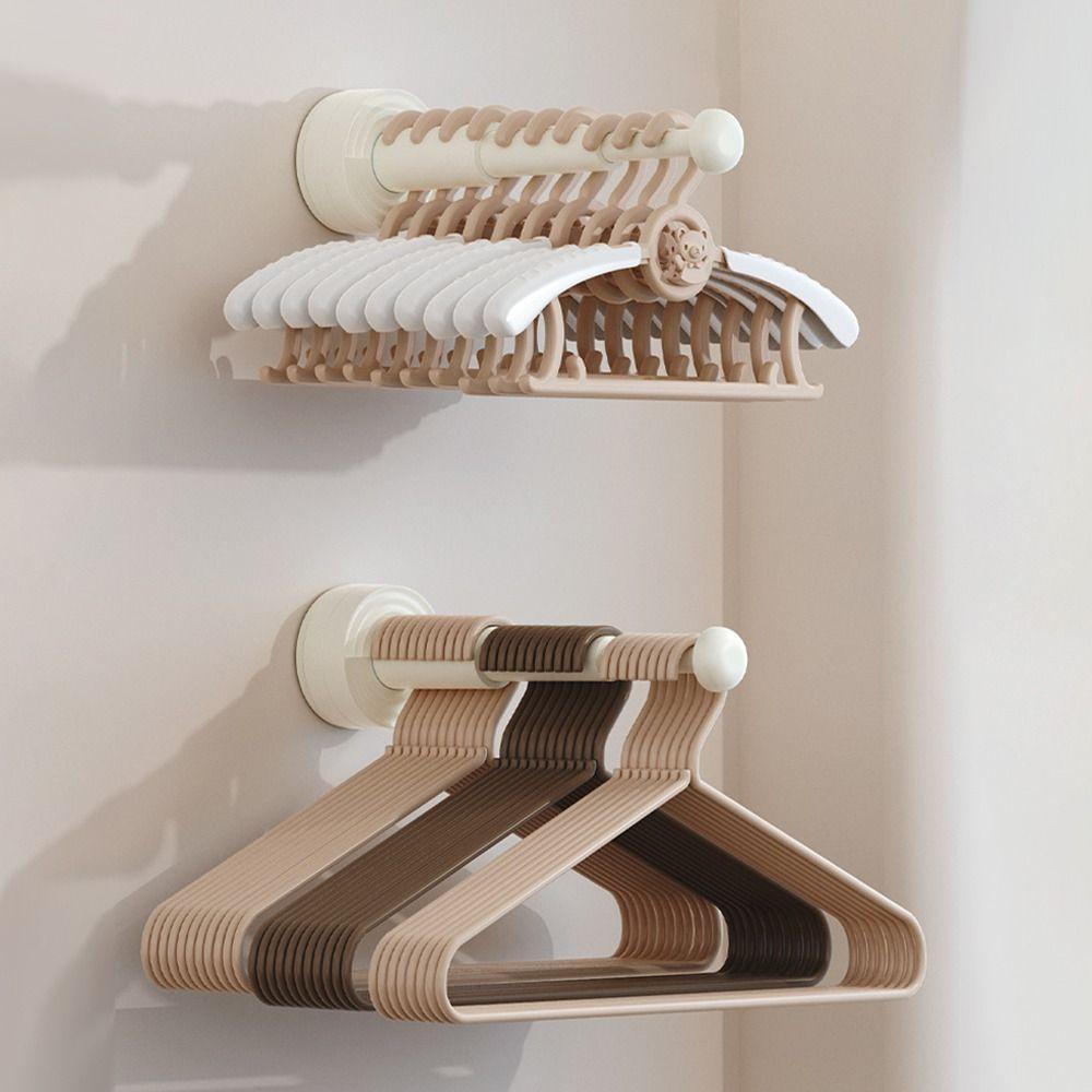 Wall Mounted Hanger Storage Rod Retractable Hanger Organizer with Adjustable New Storage Shelf