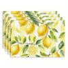 4pc Lemon Printed Summer Linen Placemat Fresh Holiday Dining Table Mat Decoration for Wedding Party Home Gathering