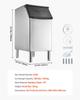 Commercial Ice Maker Storage Bin, 136 KG Capacity Ice-Bin, Stainless Steel Commercial Ice Storage Bin with Adjustable Anti-slip Rubber Feet, Suitable