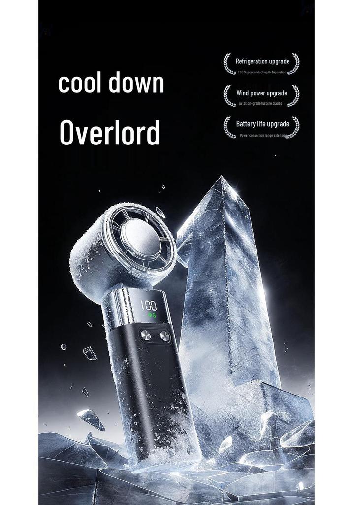 Portable USB Foldable Handheld Fan with Digital Display and Semiconductor Refrigeration Technology.