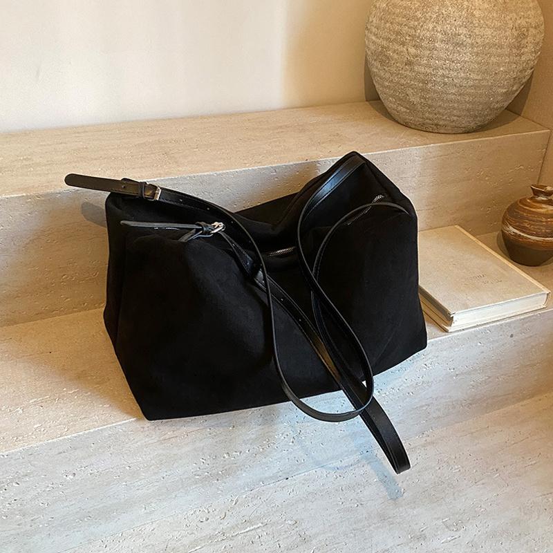 Yogodlns Autumn Winter Big Boston Luxury Designer Tote Soft Matte Suede Leather Women Handbag Female Shoulder Crossbody Bag