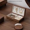 Exquisite Black Walnut Velvet Jewelry Box: Solid Wood Storage for Rings and Earrings