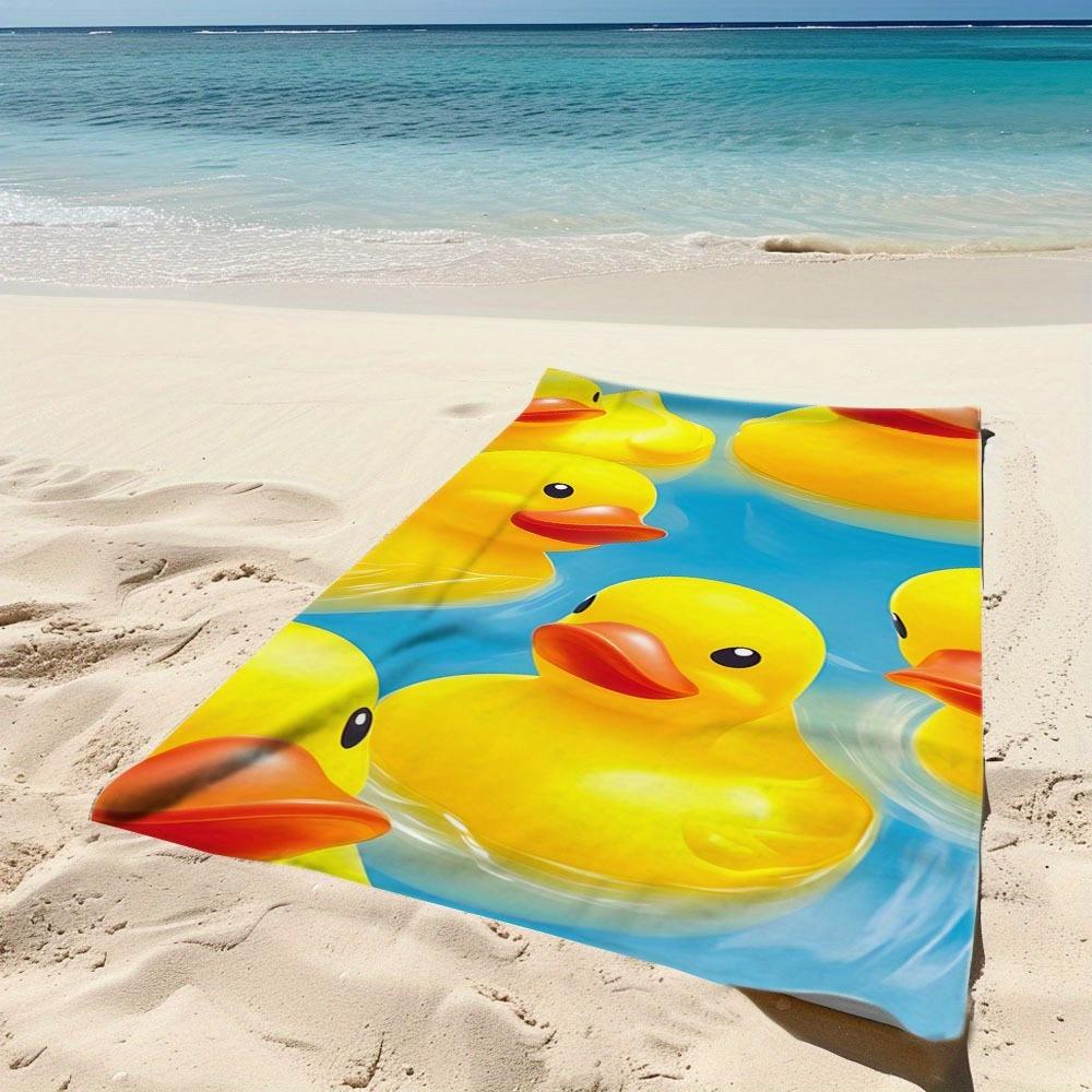 Süßer Gelber Gummi-Ente Aufdruck Mikrofaser Strandtuch Schnelltrocknend Super Saugfähig Sandfreies Handtuch für Strand Pool Fitnessstudio Kinder Erwachsene