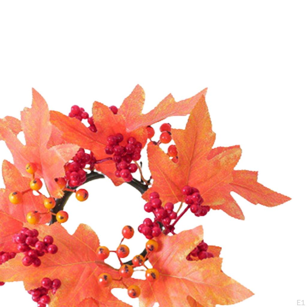 Artificial Maple Leaf Candle Garland Autumn Rings Fall Ring for Pillar Thanksgiving