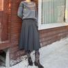 High-Waisted Pleated Wool-Blend Midi Skirt for Women - Autumn/Winter, Slimming A-line with Pressed Pleats and High-Quality Texture