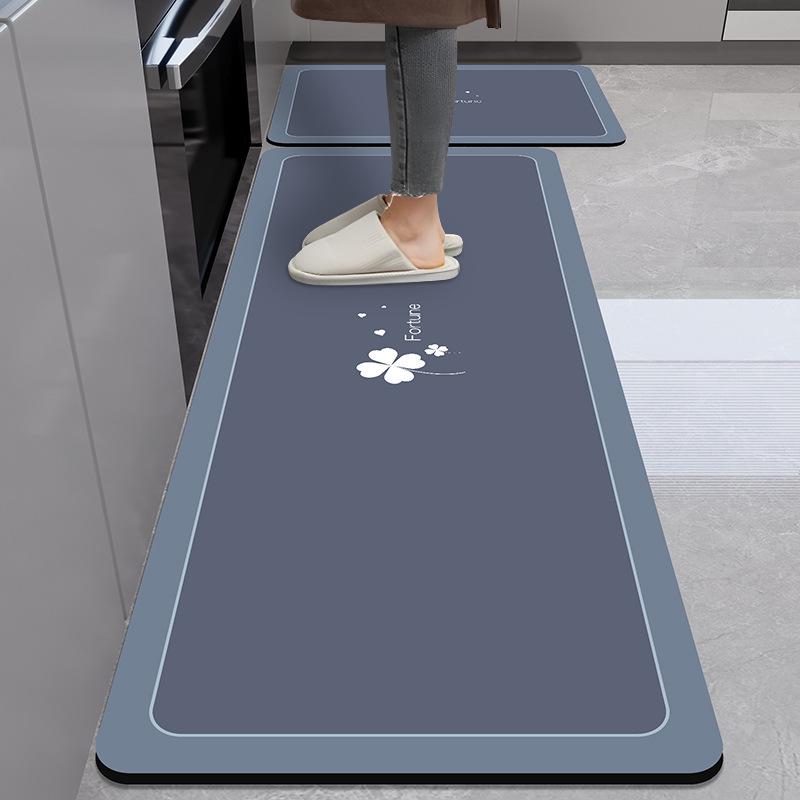 Marble Pattern Kitchen Anti-Oil Diatom Mud Mat: Water-Absorbing, Quick-Drying, Non-Slip, Easy-Care.