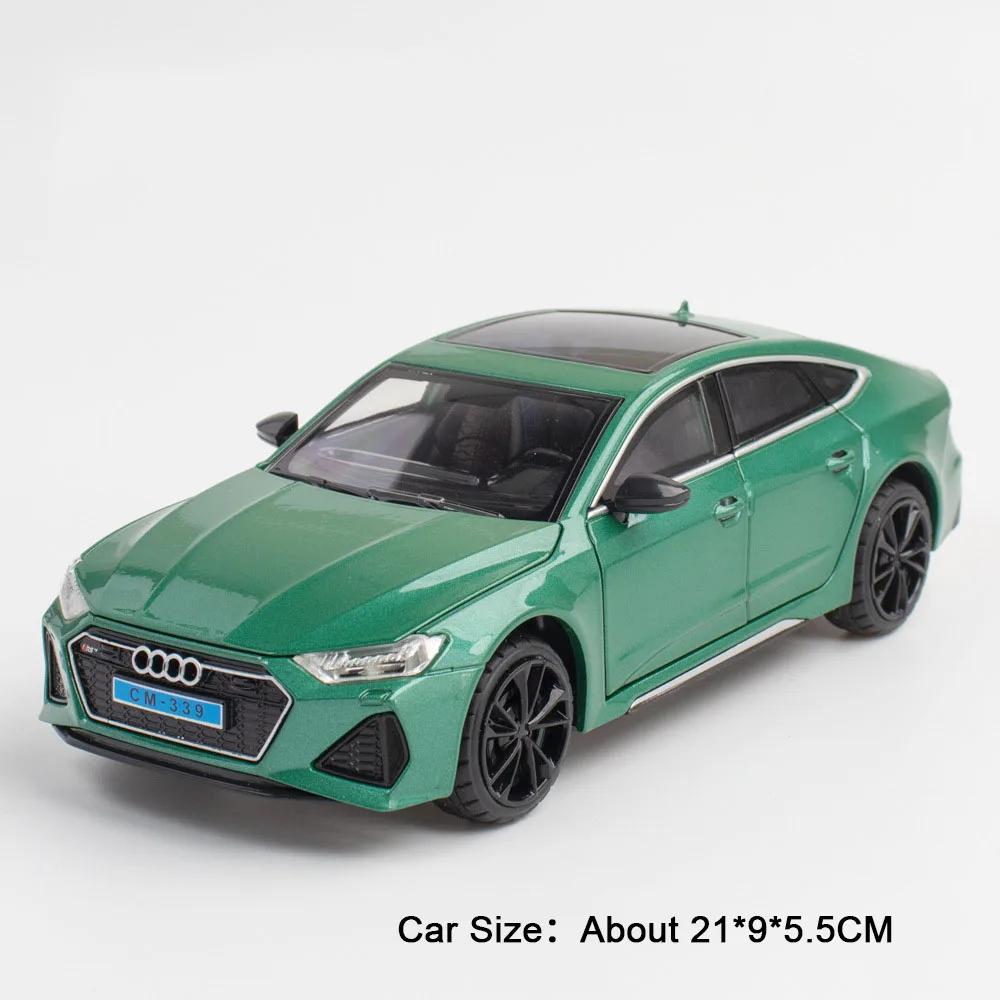 1:24 R8 V10 Plus Rs7 Car Model Diecast Alloy Toys 4 Doors Opened With Sound Light Pull Back Miniature Vehices Fashion Home Decor