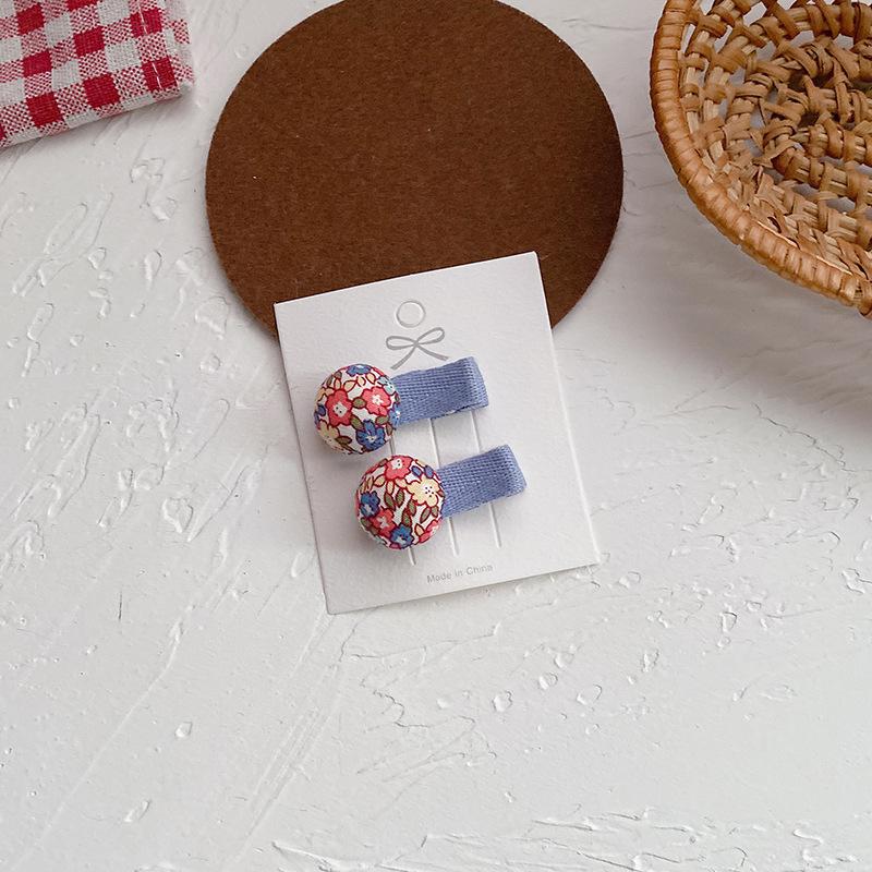 Korean Mini Hair Clips 2 Pack Floral Fabric Snap Clips for Girls Baby Hair Flyaways Cute Barrettes