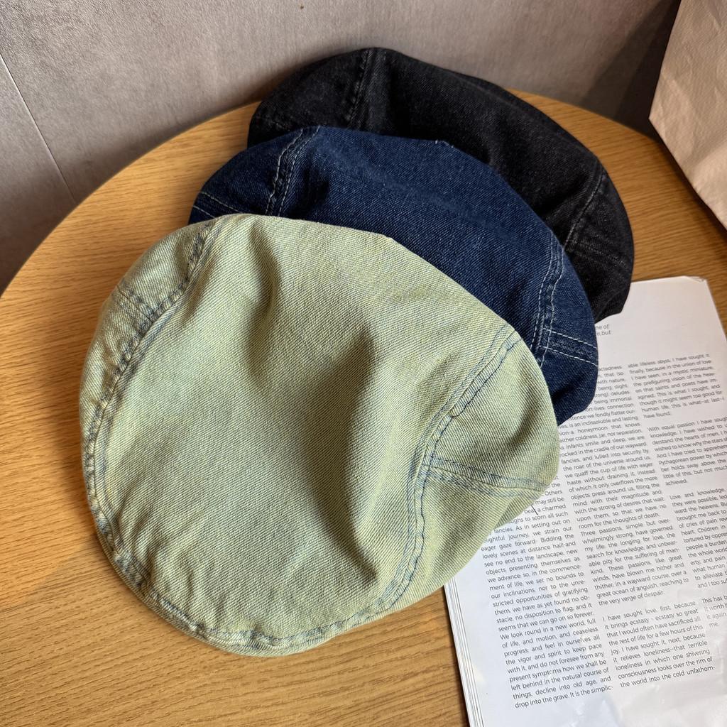 Retro Color Solid Denim Newsboy Cap Vintage Wash Sunshade Street Style Fashion