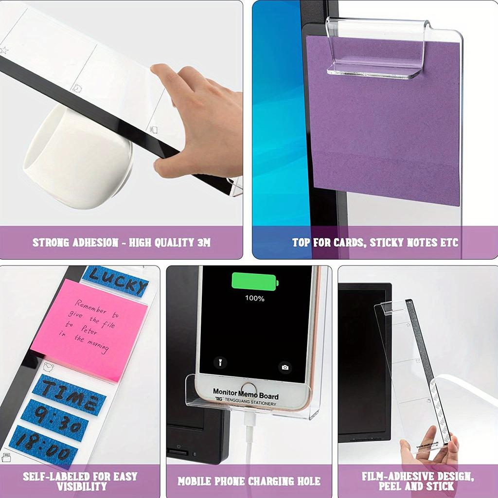 2pcs Computer Monitor Memo Board: Perfect Office Accessories for Women & Men - Home Office Decor & Desktop Message Holder
