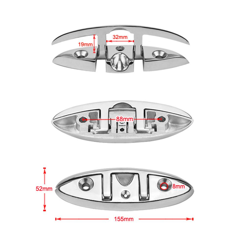 6 Inch Folding Boat Cleat 316 Stainless Steel Flip Up Flush Dock Mount Cleats for Boat Kayak