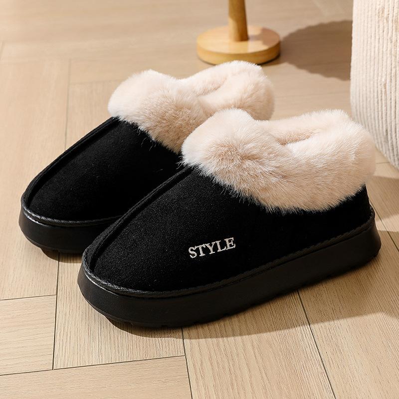 Suede Cotton Slippers, Home Woolen Warm Bags and Cotton Boots, Anti-slip Snow Boots