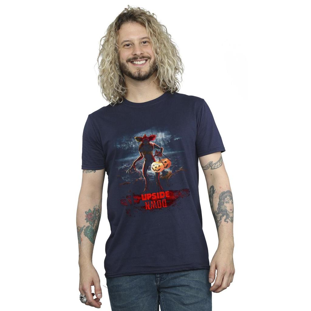 Netflix Mens Stranger Things Pumpkin Upside Down T-Shirt