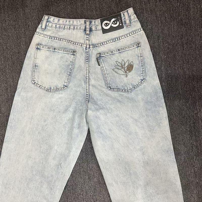 RogueWave Casual Jeans High-quality Streetwear Trendy Men Women Wide-leg Pants Denim Trousers